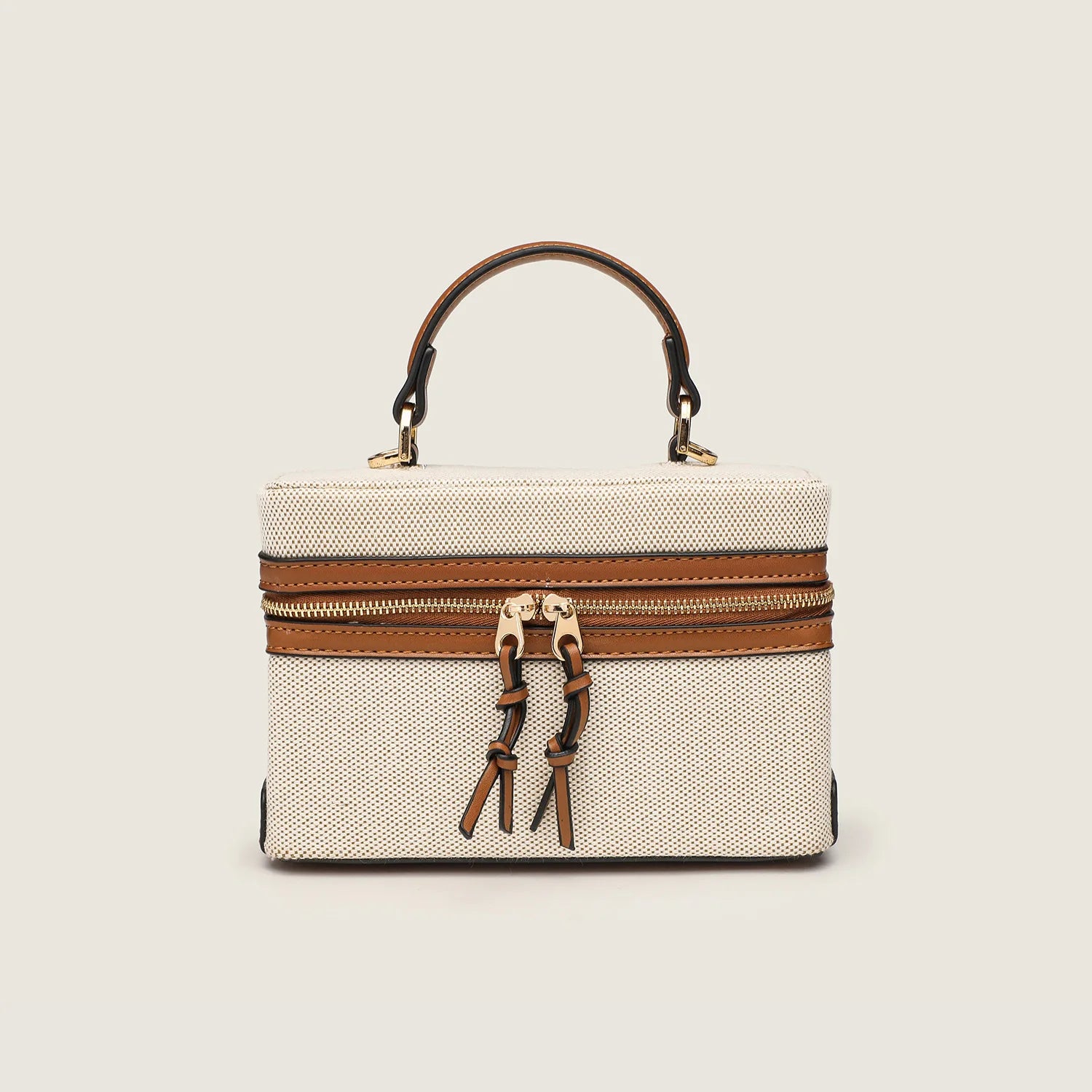 Feminine Spanish-Style Square Handbag - Brown Cross-Stitch PU Leather Shoulder Bag