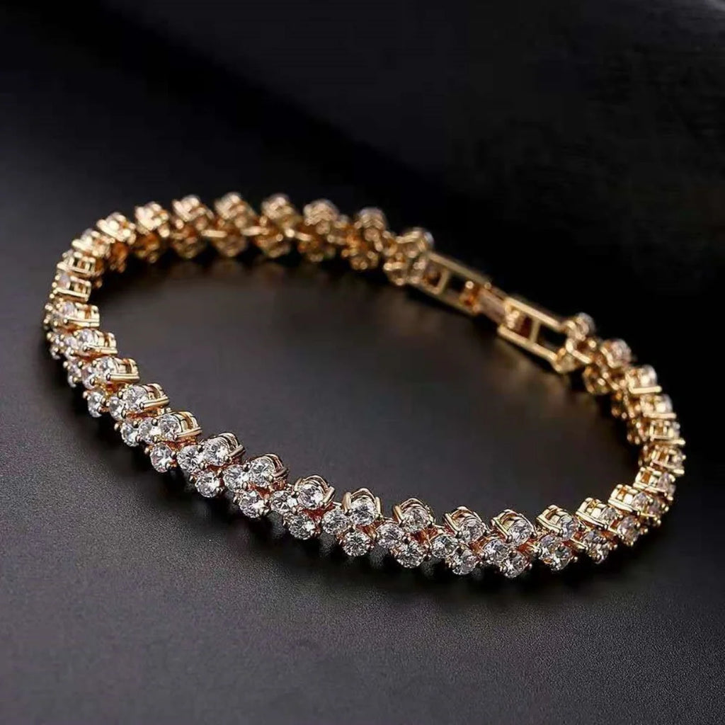 Crystal Geometric Chain Bracelet - Rhinestone Charm Bangle for Women
