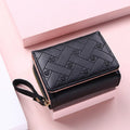 Women's Tri-Fold Wallet - Embroidered Love Pattern PU Leather Card Holder