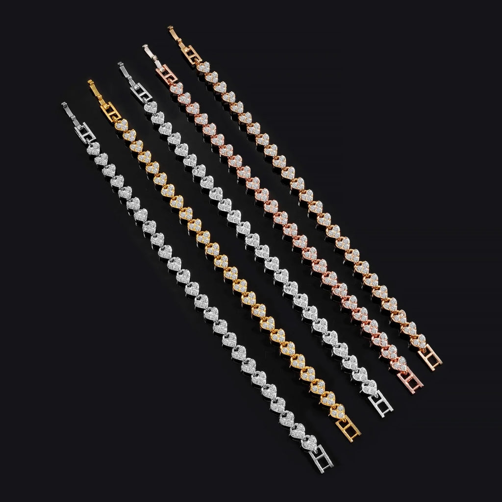 Crystal Geometric Chain Bracelet - Rhinestone Charm Bangle for Women