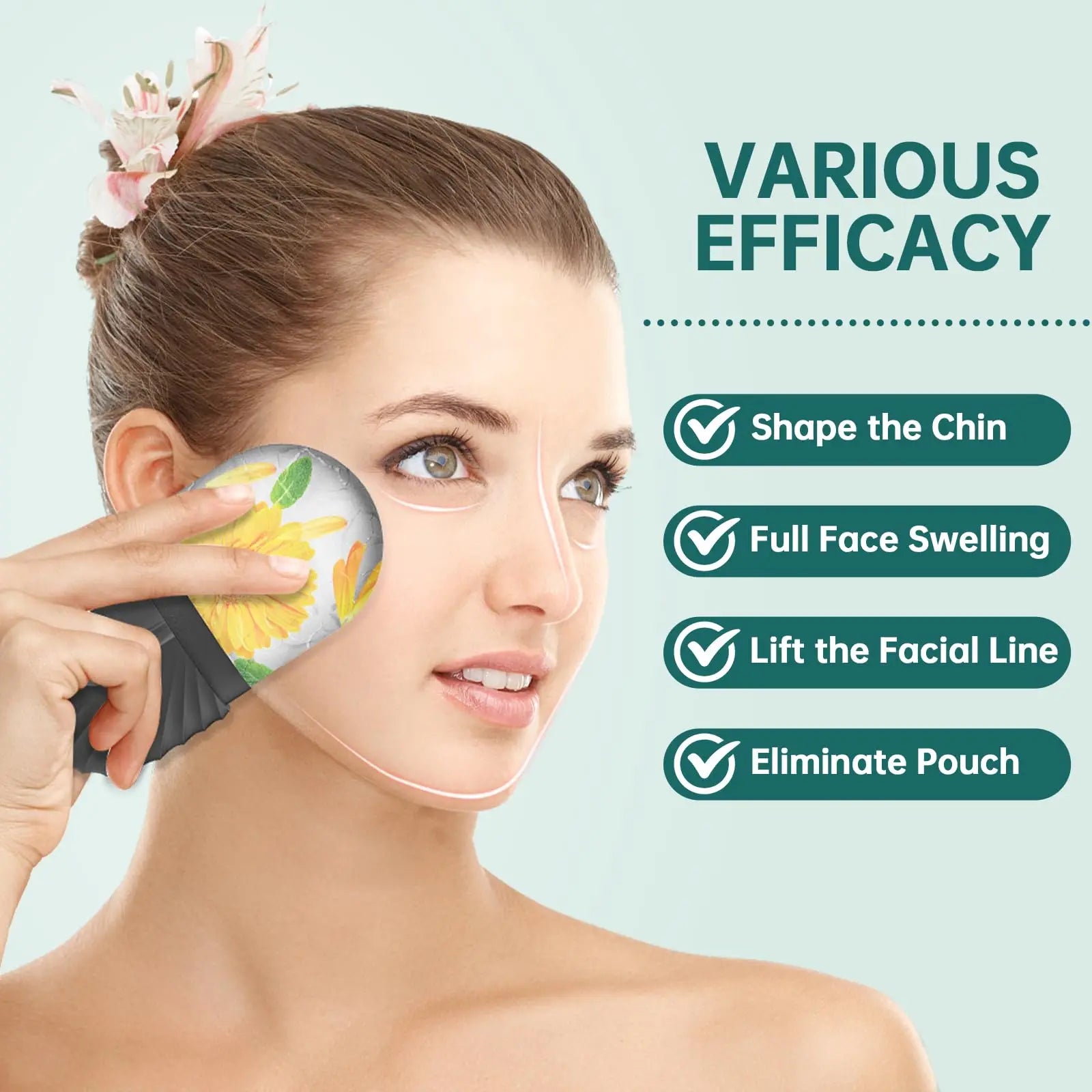 Ice Face Roller & Gua Sha Set - Facial Skincare Massage Tool for Lifting & Contouring