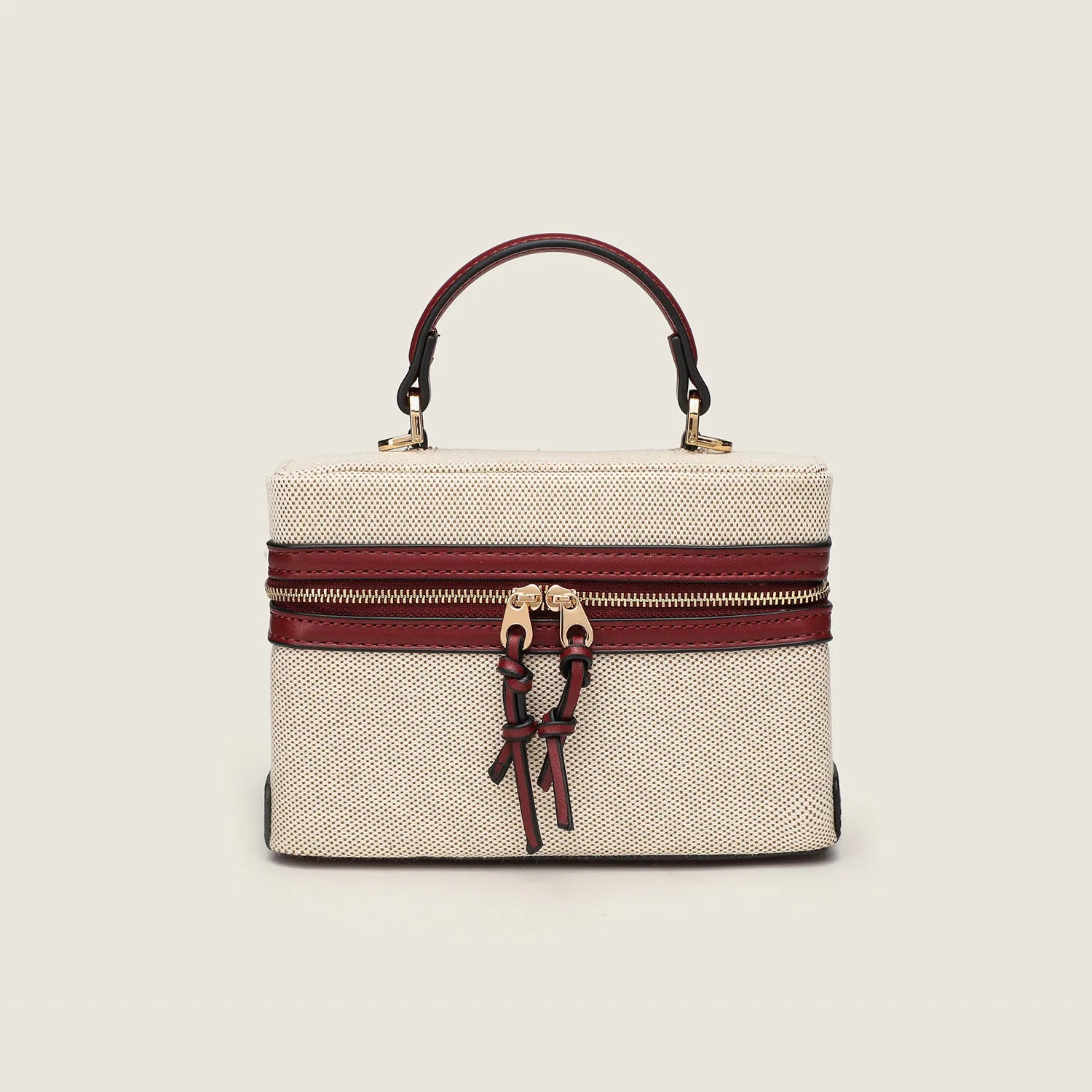 Feminine Spanish-Style Square Handbag - Brown Cross-Stitch PU Leather Shoulder Bag