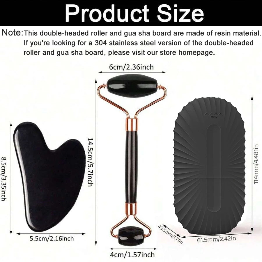 Ice Face Roller & Gua Sha Set - Facial Skincare Massage Tool for Lifting & Contouring