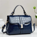 Women's Premium Crocodile-Embossed Shoulder Handbag - Classic Elegant PU Leather